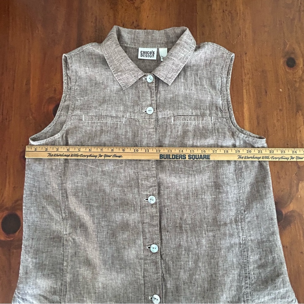 CHICO'S Linen Button TOP Shirt & PANTS Crop 3 XL 16 Beach Lagenlook Set Outfit - Picture 10 of 16